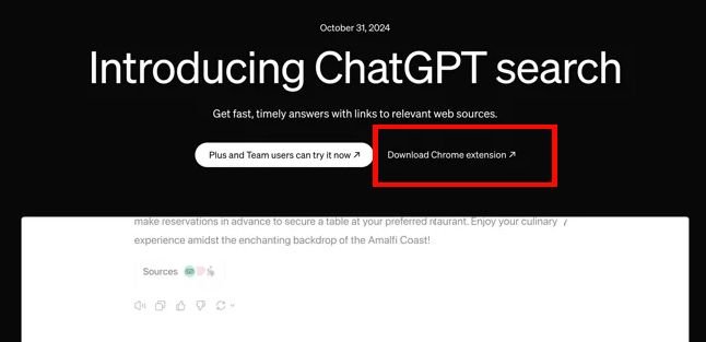 Announcement page for ChatGPT Search